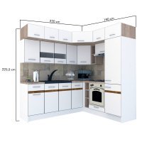 Bucatarie de Colt BIG GENA NEW ST. 190-220, Wenge / Decor K004